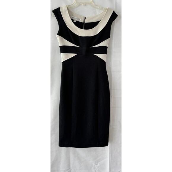 Maggy London Black White Sheath Dress Size 4 Colorblock Sleeveless - Picture 12 of 12